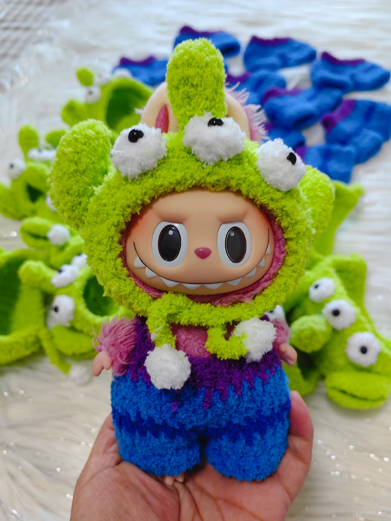 Whimsical Labubu Doll Outfit: Vibrant Plush Costume with Playful Pom-Pom Hat - Image 5