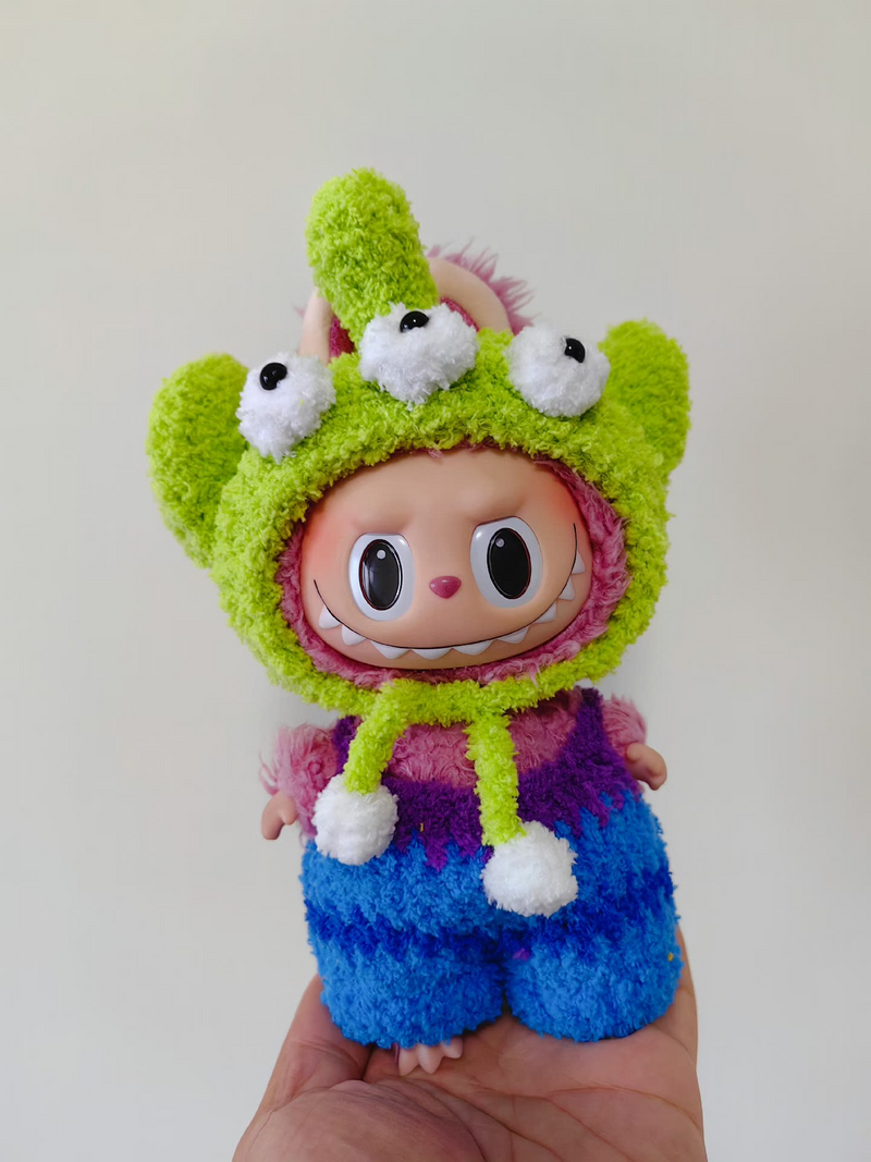 Whimsical Labubu Doll Outfit: Vibrant Plush Costume with Playful Pom-Pom Hat - Image 6