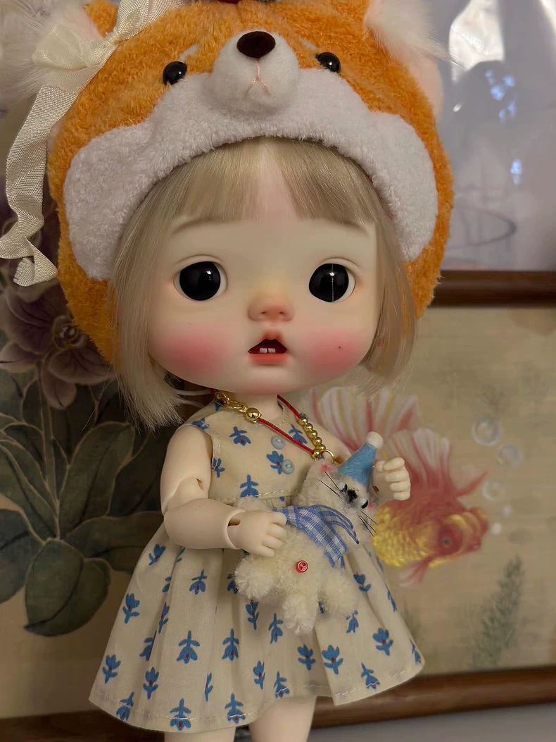 Charming Floral Blythe Doll Dress – Elegant Beige & Blue Outfit for ob24 Dolls | Premium Quality & Versatile Style - Image 3