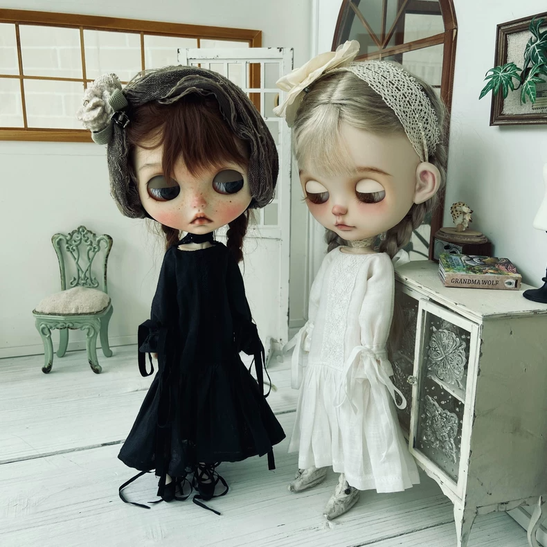BLYTHE Doll Clothes: Elegant Linen Lace Dress w/ Hair Accessory - Timeless, Adjustable & Versatile - Image 8