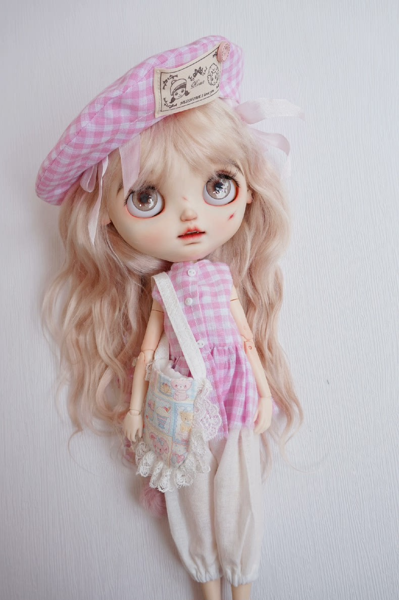 Charming Blythe Doll Outfit: Pink Plaid Dress & Elegant Accessories for OB22/OB24 BJD – Romantic & Collectible - Image 5