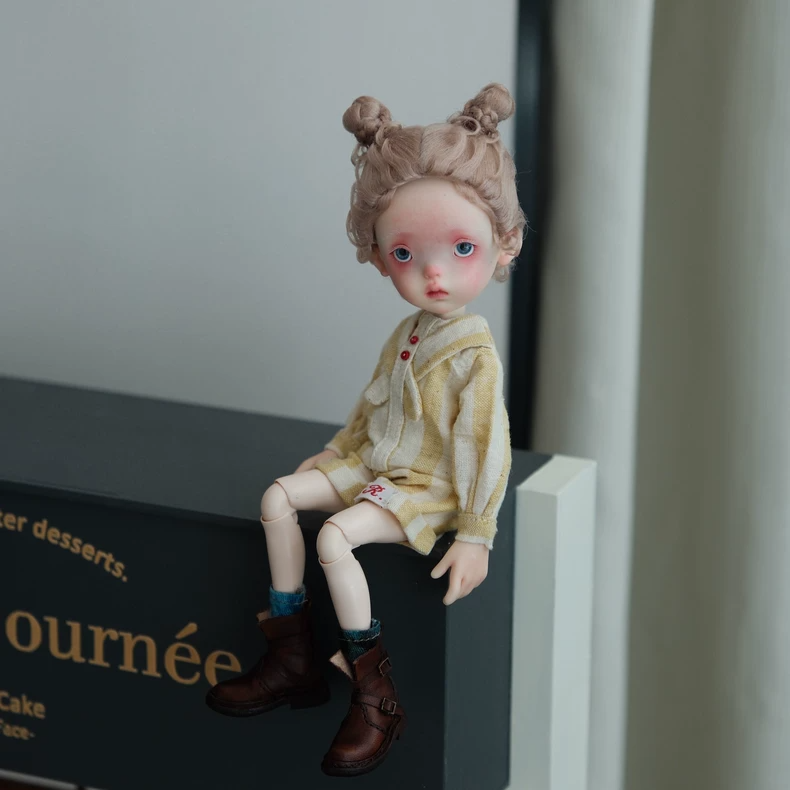 BLYTHE Doll Vintage Japanese Sailor Outfit Set - Premium Pastel Cotton Top, Shorts & Socks (Yellow/Green/Red) - Image 7