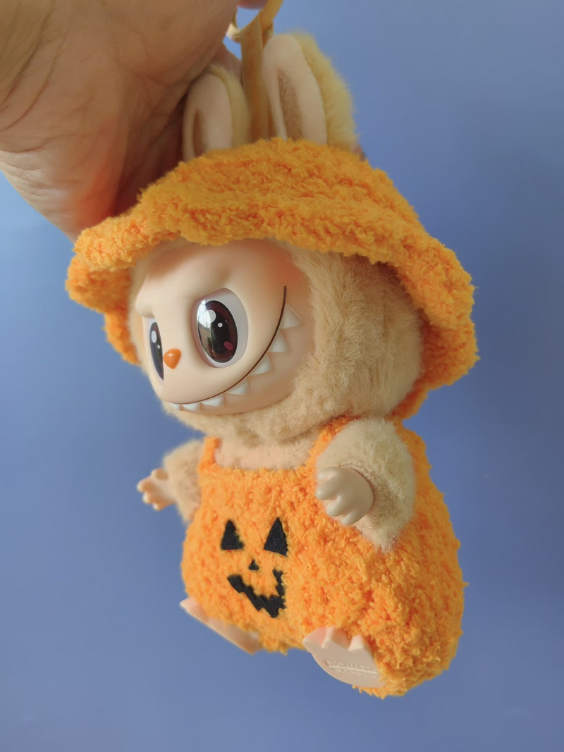 Adorable Halloween Pumpkin Costume for Labubu Dolls – Festive Orange Jack-O'-Lantern Outfit - Image 5