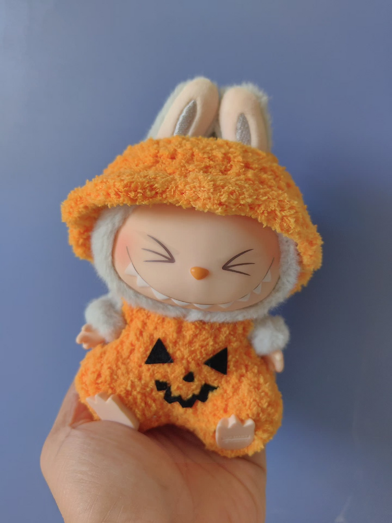 Adorable Halloween Pumpkin Costume for Labubu Dolls – Festive Orange Jack-O'-Lantern Outfit - Image 8