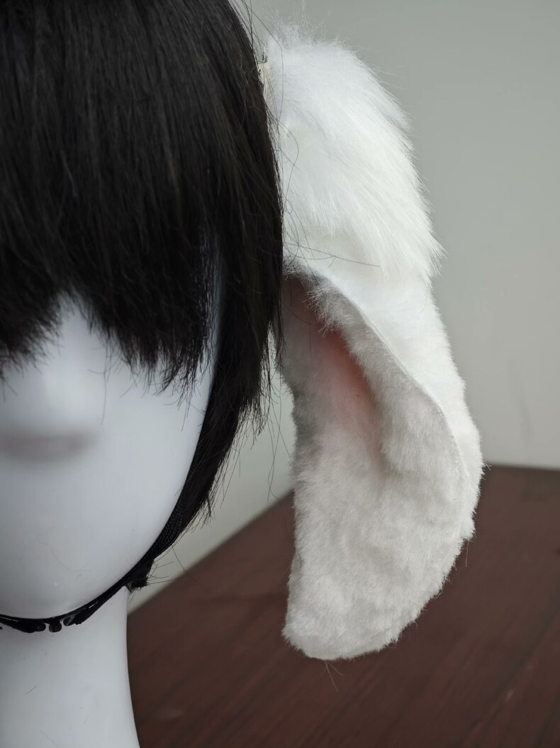 Charming Handmade White Rabbit Ears Hair Clip - Image 2