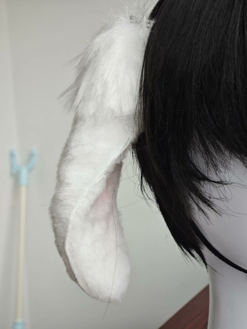 Charming Handmade White Rabbit Ears Hair Clip - Image 3