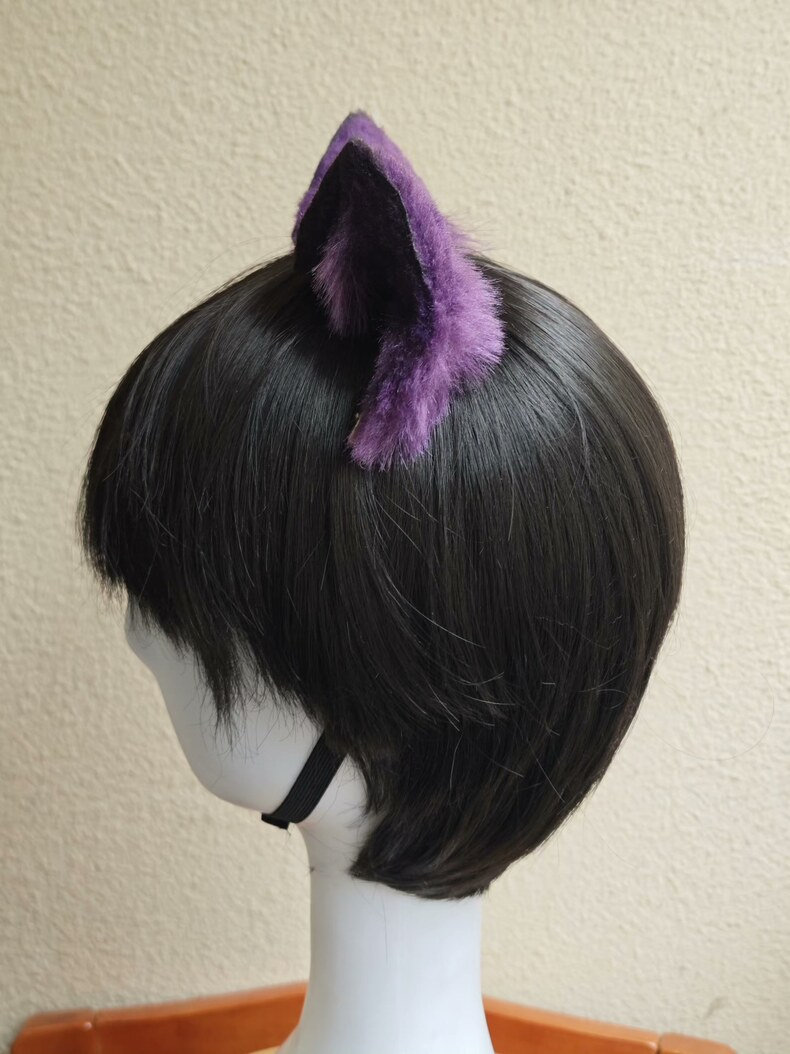 Purple Plush Cat Ears – Handmade Faux Fur Hair Clip - Image 6