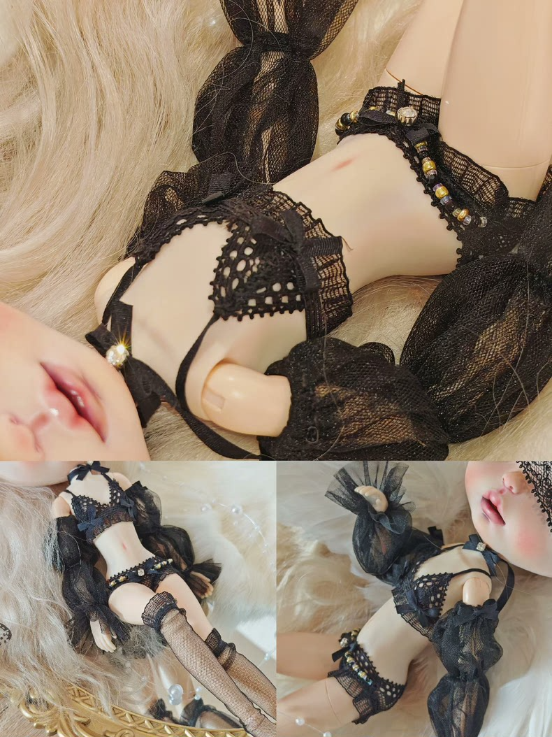 Elegant Blythe Doll Lingerie Set: Lace & Mesh Outfit with Stockings - Image 5