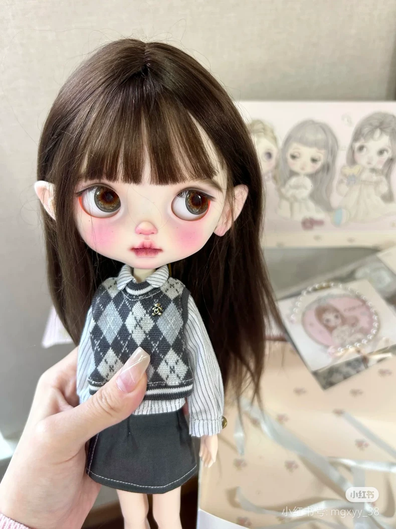 BLYTHE OL Office Outfit Set w/Diamond Vest Skirt Socks Shirt - Chic Sophisticated Collector Fashion - Image 1
