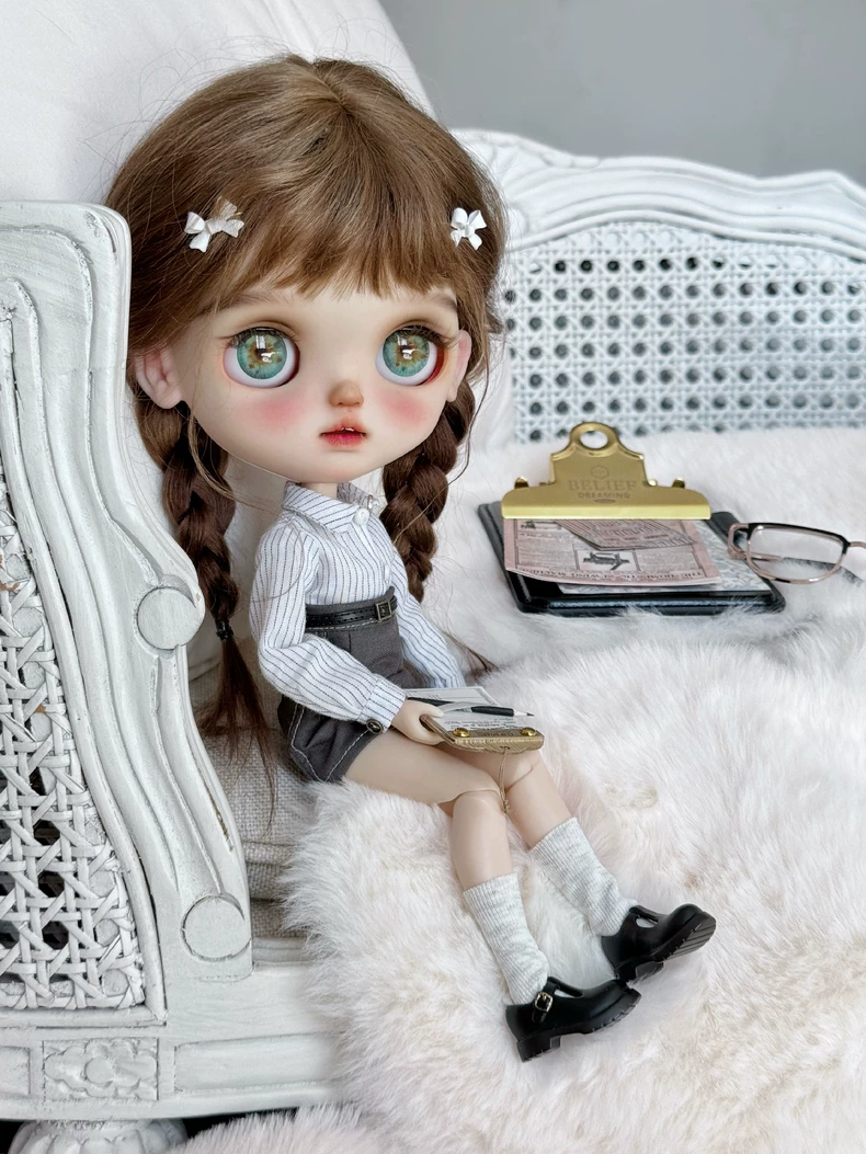 BLYTHE OL Office Outfit Set w/Diamond Vest Skirt Socks Shirt - Chic Sophisticated Collector Fashion - Image 6