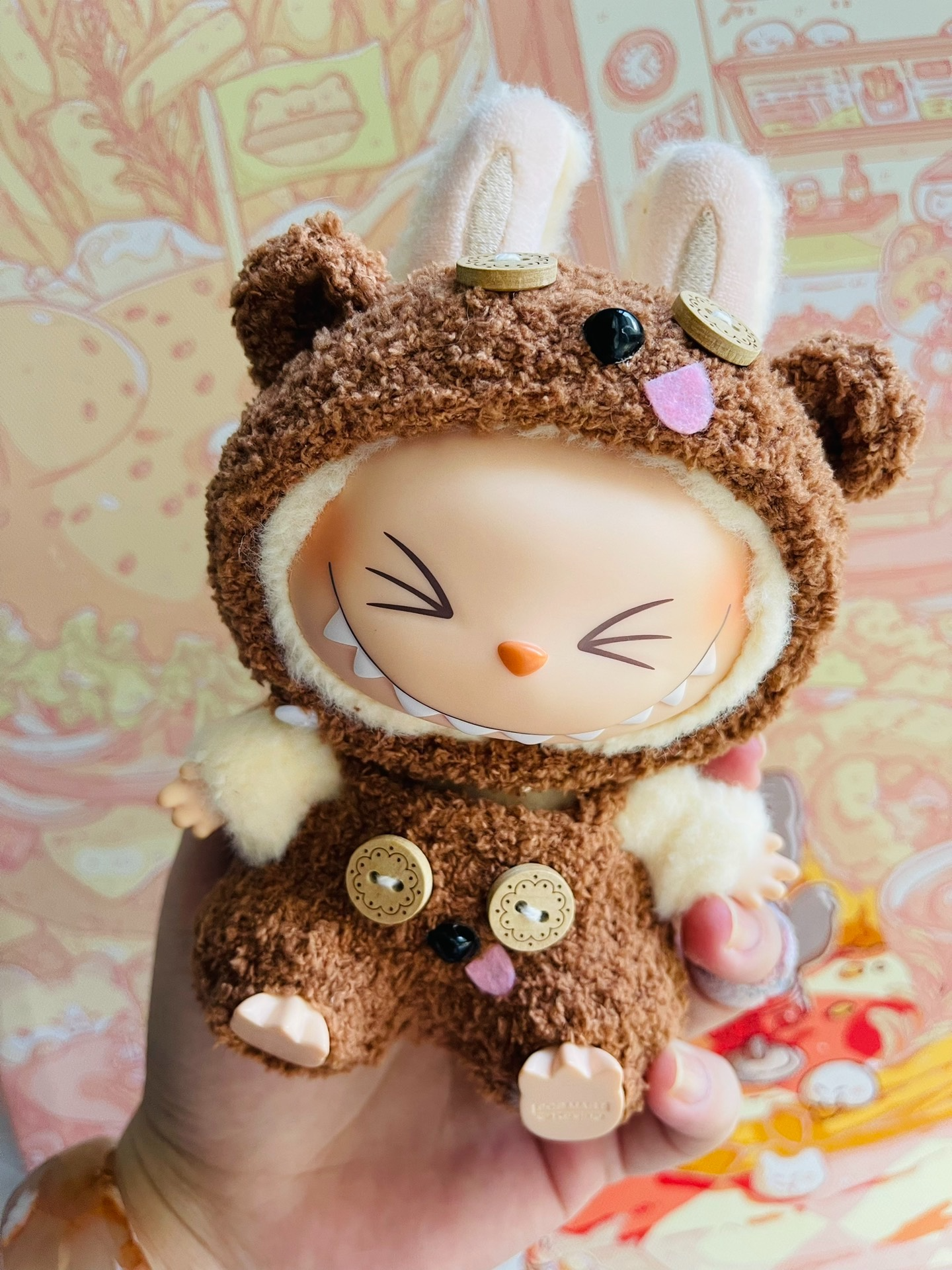 Adorable Plush Bear Outfit for Labubu Dolls – Soft & Whimsical Collectible Costume - Image 2
