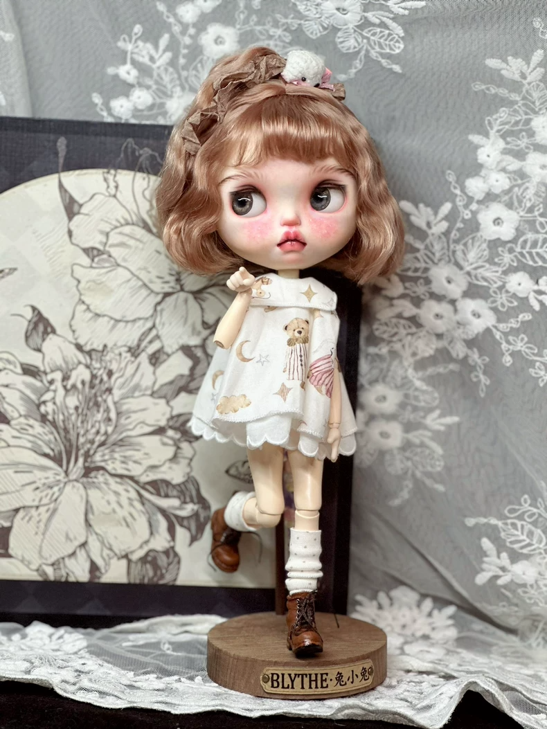Charming Blythe Doll Dress & Socks Set – Pastel Teddy Bear Theme for ob24 Dolls - Image 6