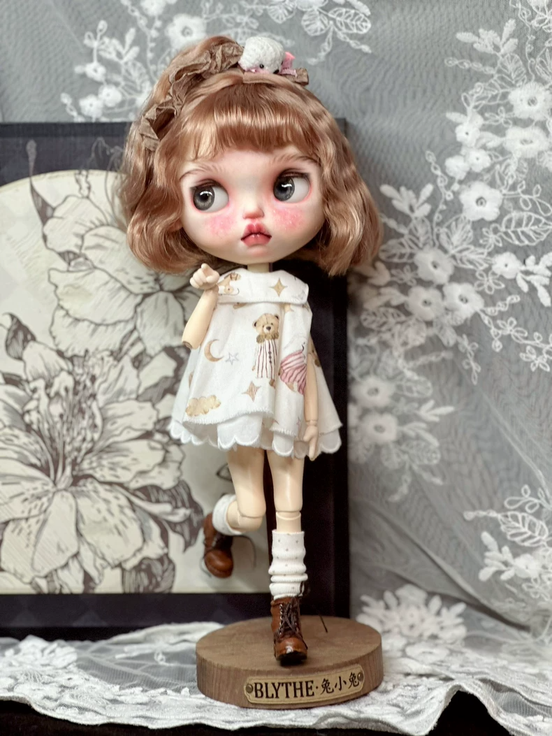 Charming Blythe Doll Dress & Socks Set – Pastel Teddy Bear Theme for ob24 Dolls - Image 7