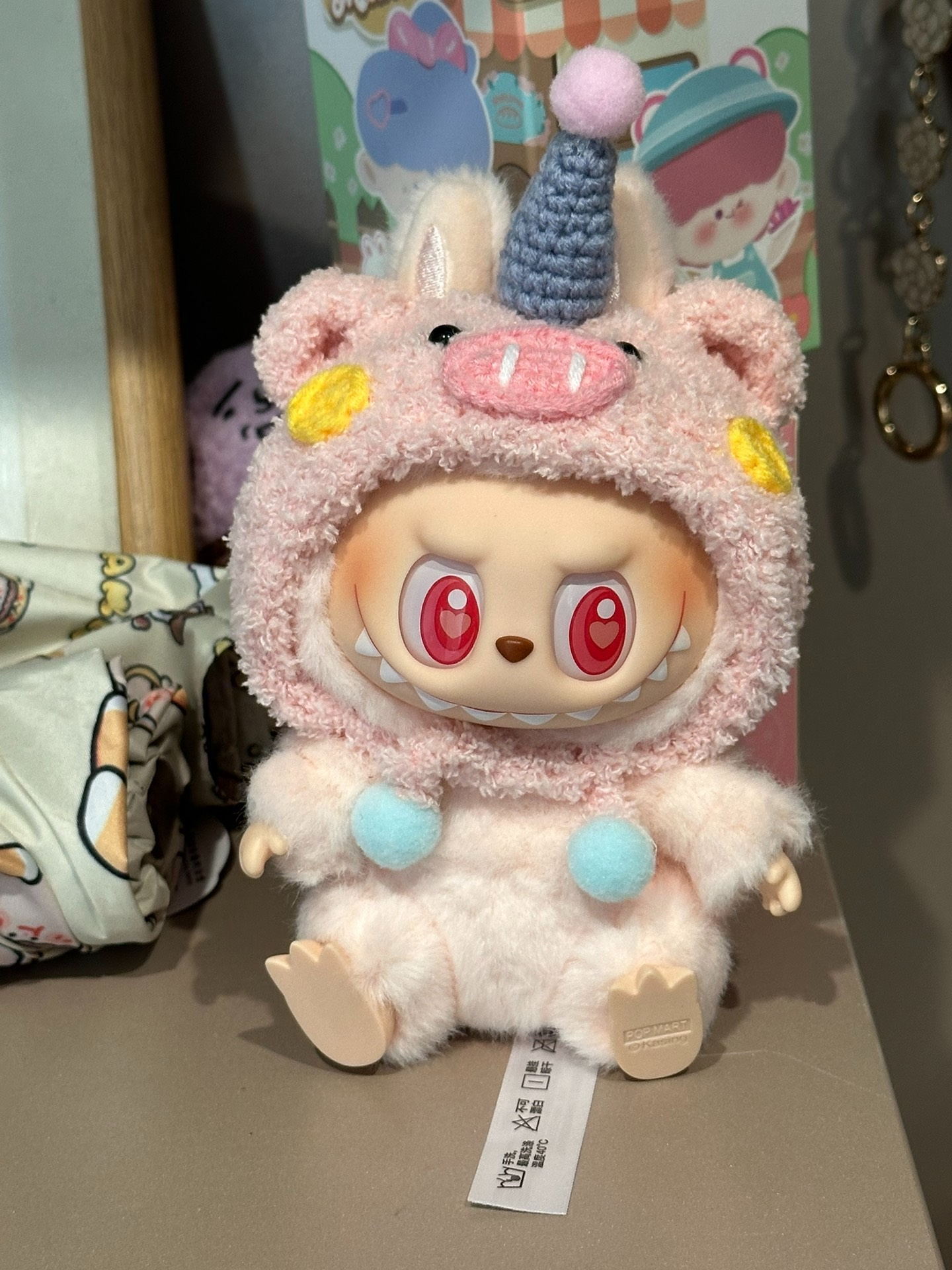 Whimsical LABUBU Pig Outfit with Unicorn Hat – Soft, Collectible & Adorable Doll Costume - Image 1