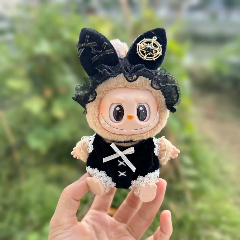 Whimsical LABUBU Doll Outfit - Luxe Black & Gold Enchanted Ensemble with Detachable Accessories - Image 2
