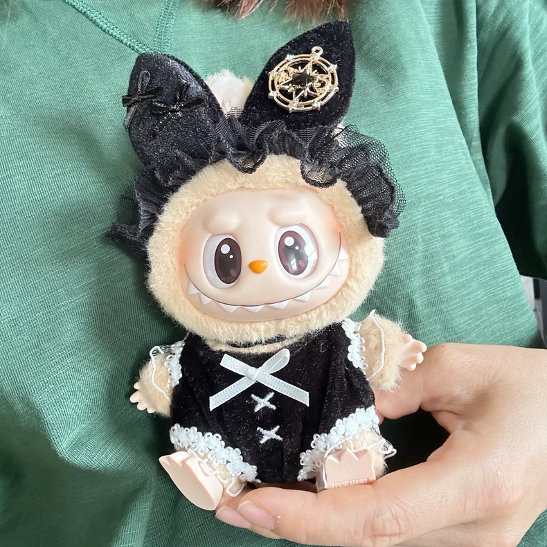 Whimsical LABUBU Doll Outfit - Luxe Black & Gold Enchanted Ensemble with Detachable Accessories - Image 4