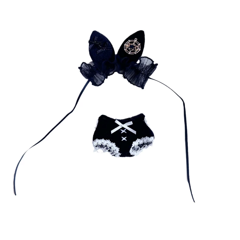 Whimsical LABUBU Doll Outfit - Luxe Black & Gold Enchanted Ensemble with Detachable Accessories - Image 5