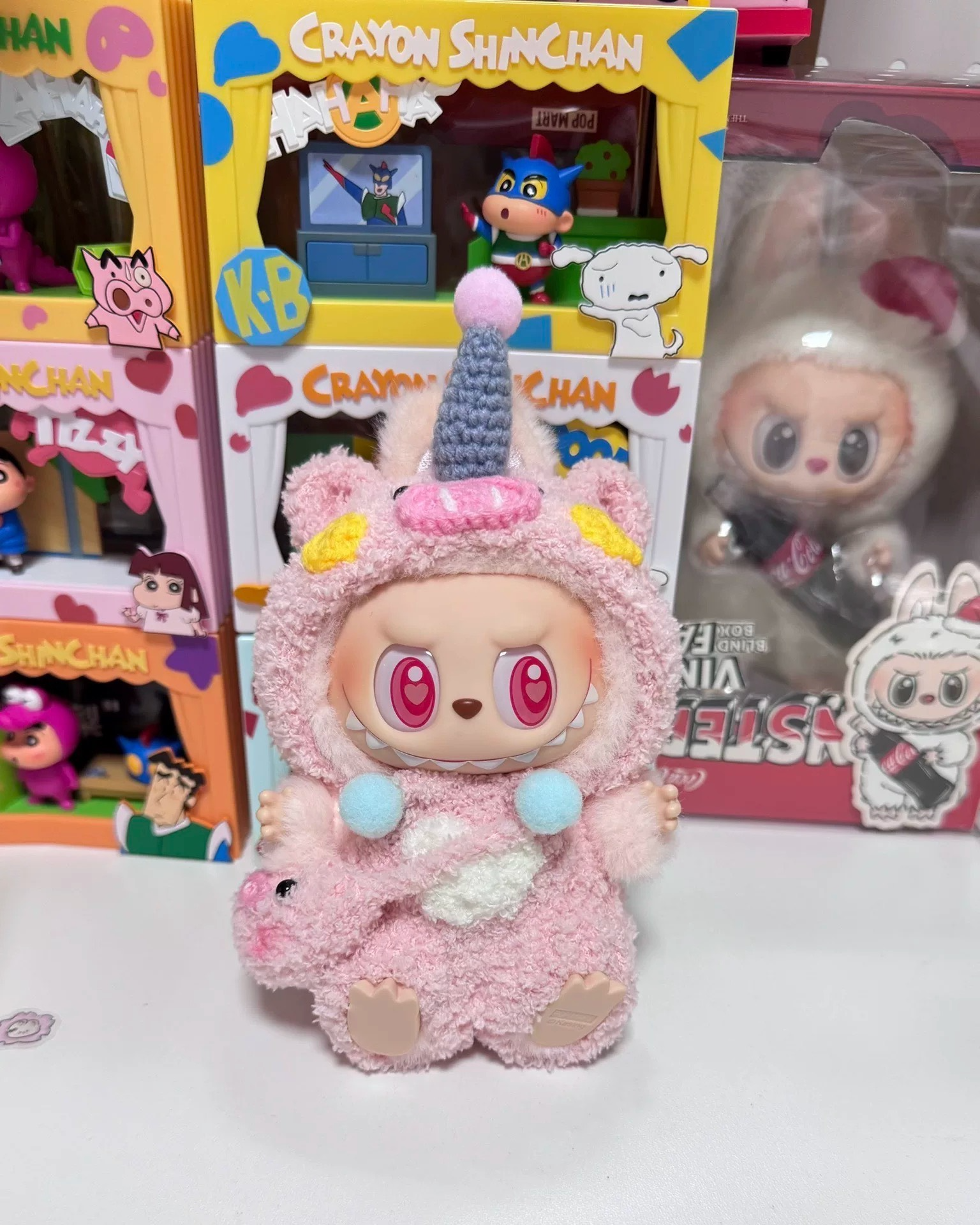Adorable LABUBU Doll Outfit – Pink Unicorn Onesie with Hood & Pig Accessory - Image 4