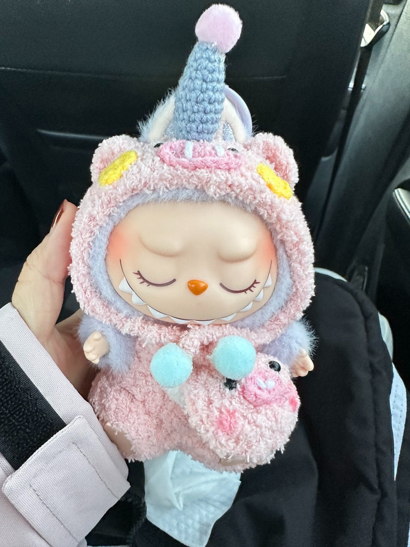 Adorable LABUBU Doll Outfit – Pink Unicorn Onesie with Hood & Pig Accessory - Image 5