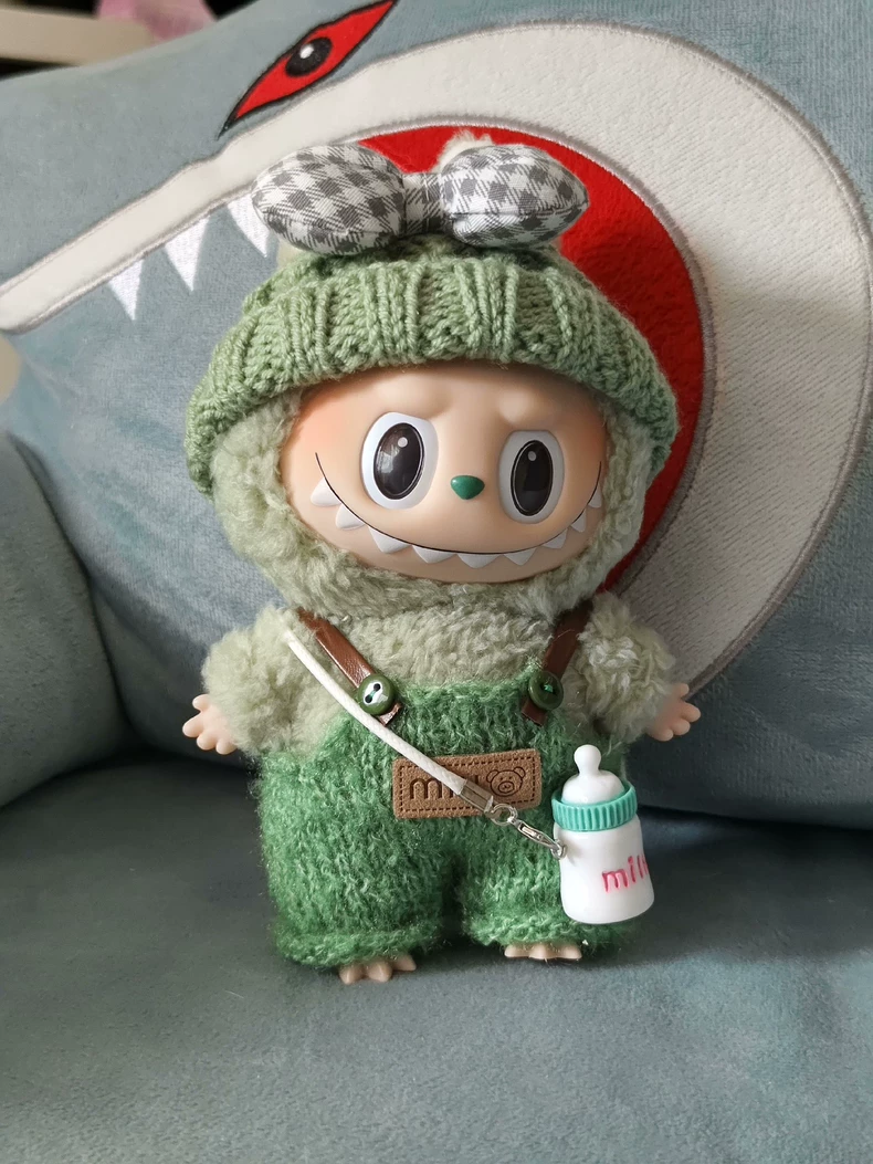 Handmade LABUBU Doll Outfit – Cozy Knit Sweater, Suspenders & Hat – Premium Collectible Fashion - Image 1