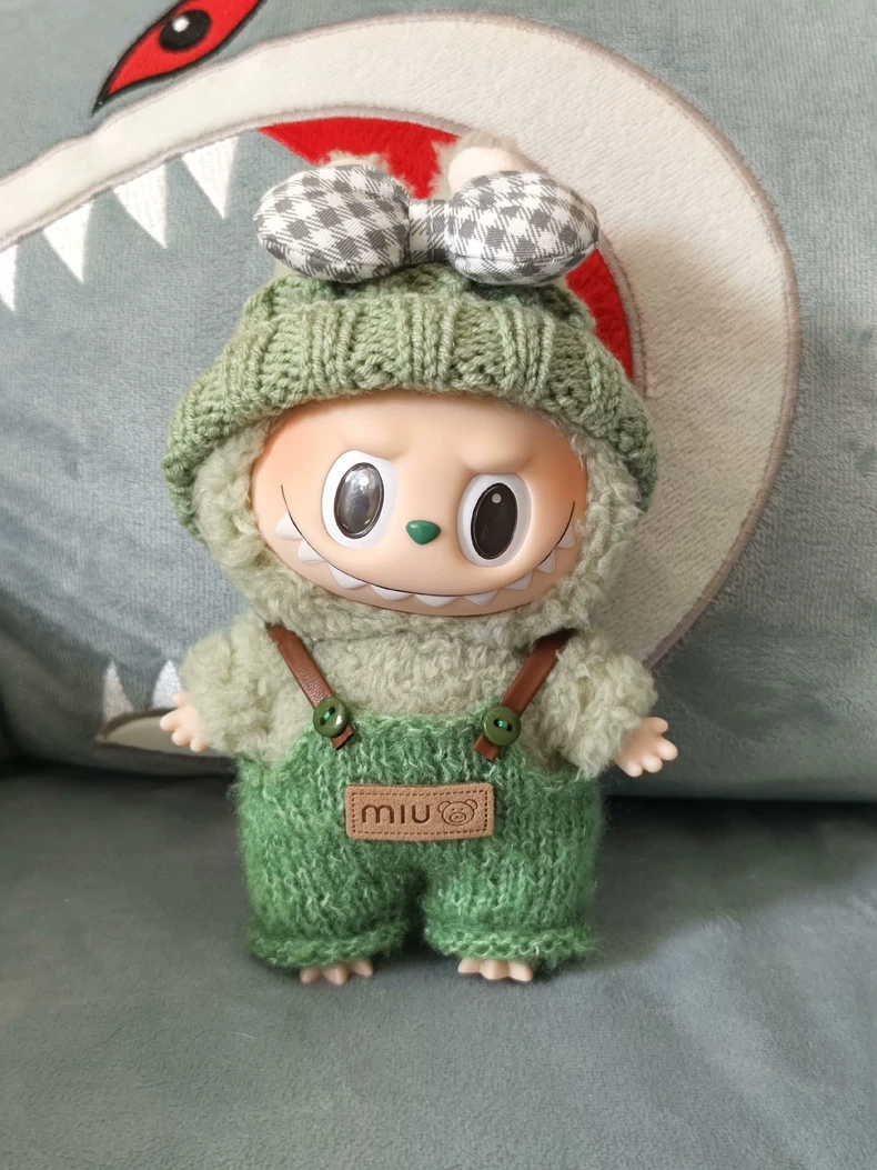 Handmade LABUBU Doll Outfit – Cozy Knit Sweater, Suspenders & Hat – Premium Collectible Fashion - Image 2