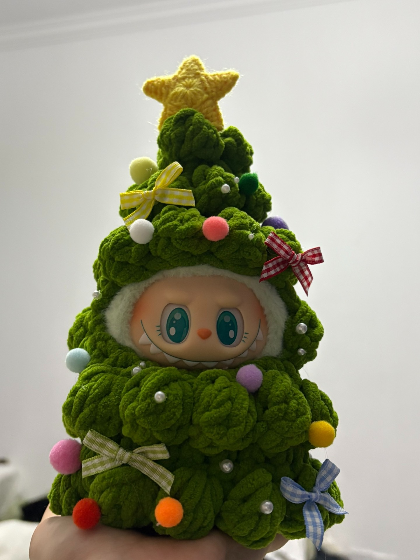 Festive Labubu Doll Christmas Tree Outfit – Colorful Holiday Costume with Star Top - Image 1