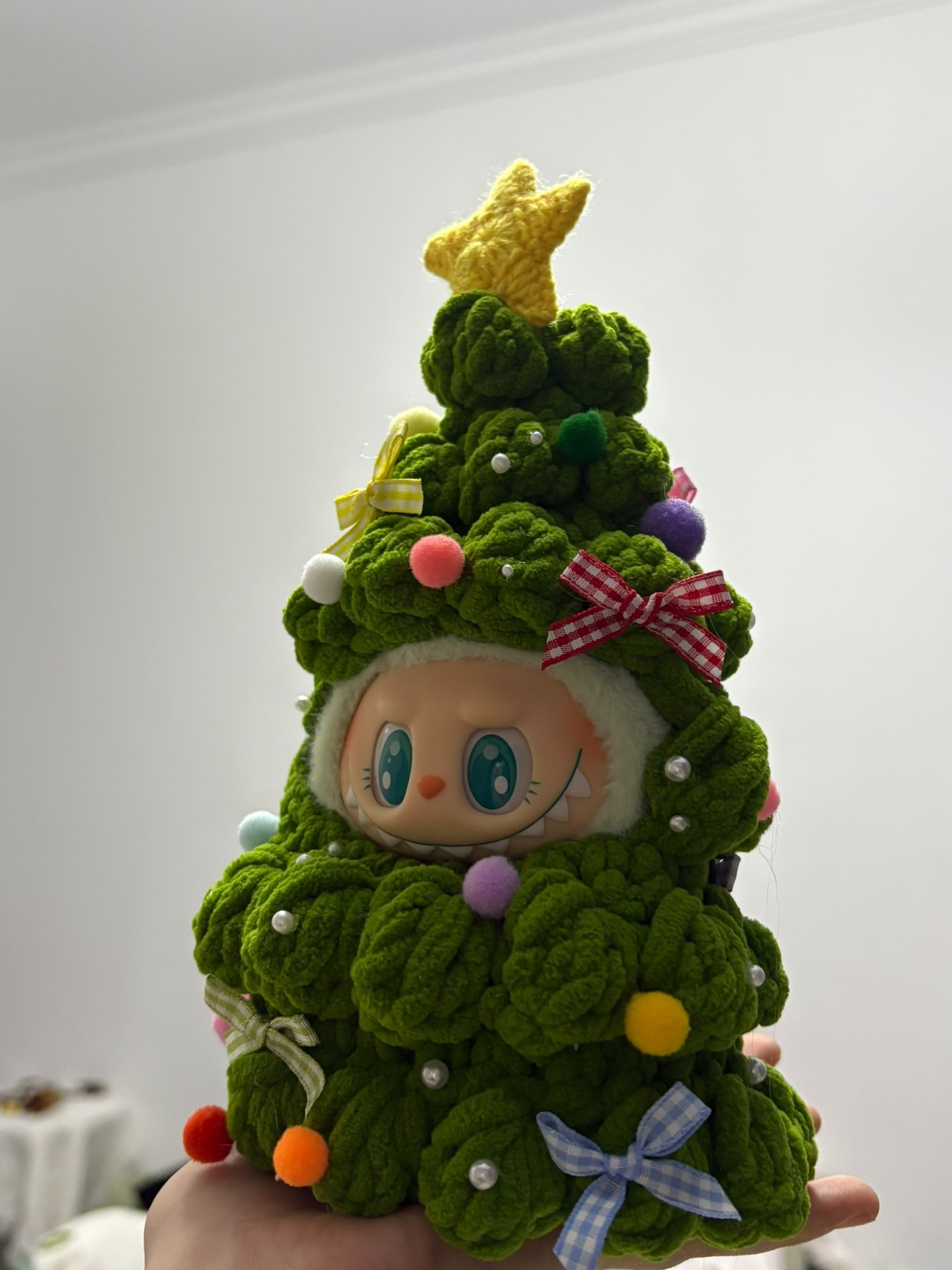 Festive Labubu Doll Christmas Tree Outfit – Colorful Holiday Costume with Star Top - Image 4