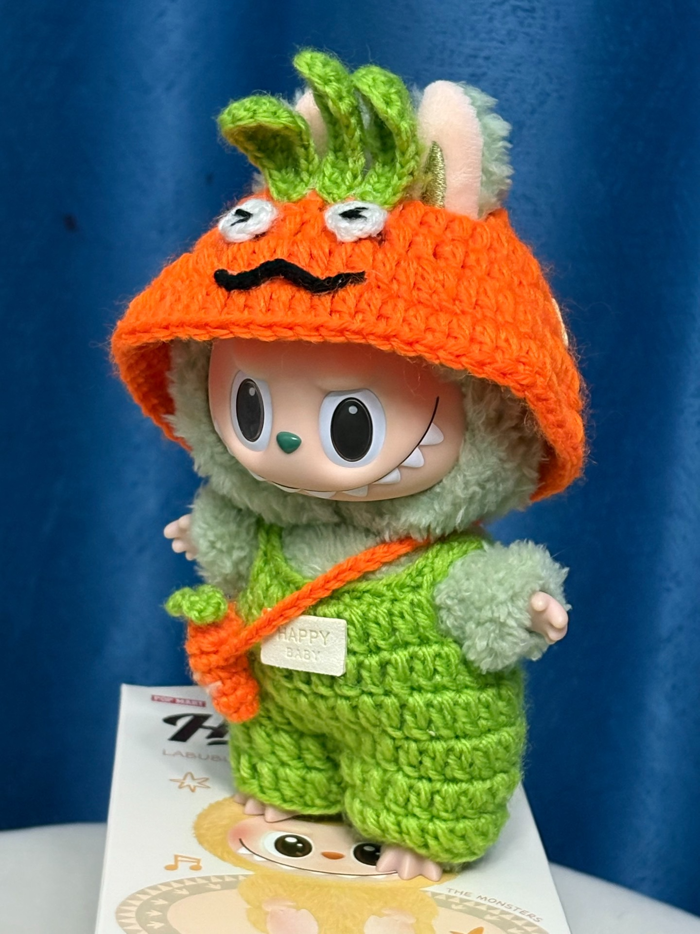Adorable Labubu Carrot Costume – Vibrant Orange & Green Outfit for Playful Doll Styling - Image 4