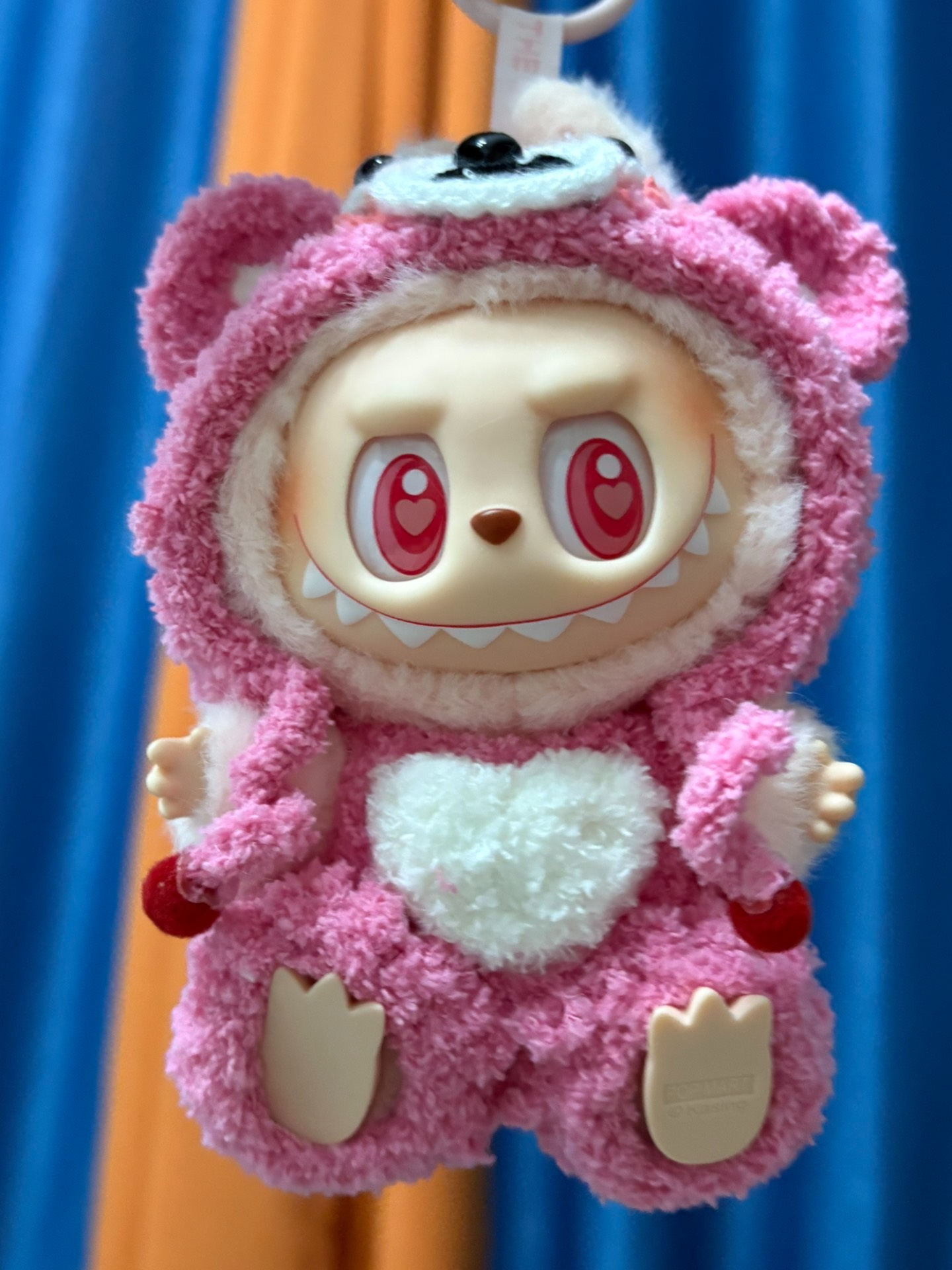 Adorable Labubu Doll in Plush Pink Bear Outfit – Soft, Cuddly & Heartwarming Design - Image 2