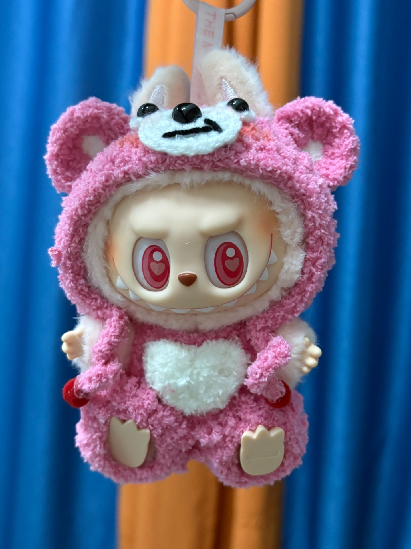 Adorable Labubu Doll in Plush Pink Bear Outfit – Soft, Cuddly & Heartwarming Design - Image 3