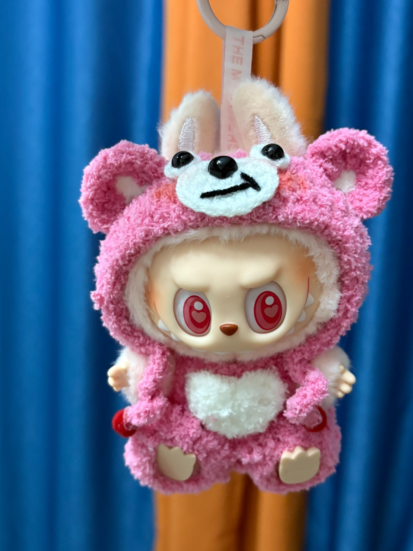 Adorable Labubu Doll in Plush Pink Bear Outfit – Soft, Cuddly & Heartwarming Design - Image 4