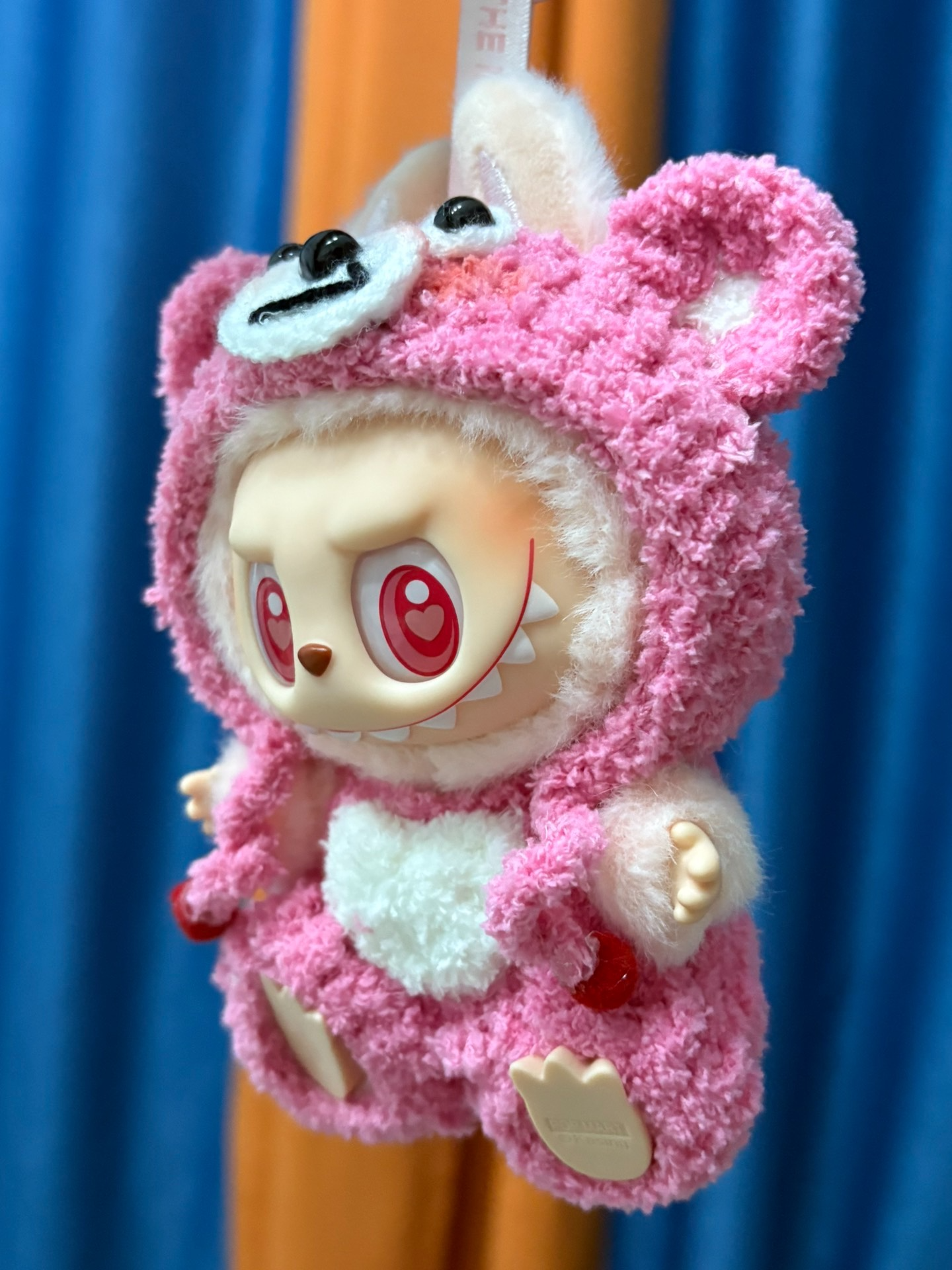 Adorable Labubu Doll in Plush Pink Bear Outfit – Soft, Cuddly & Heartwarming Design - Image 5