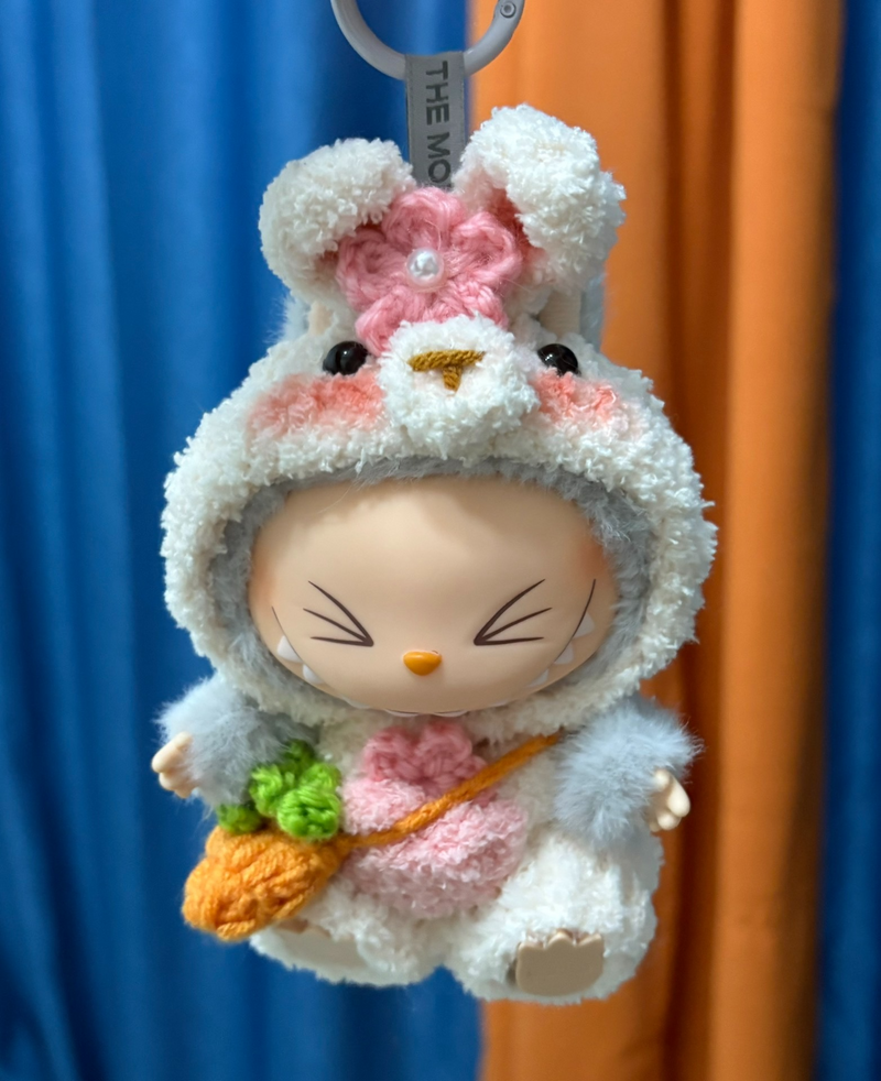 Adorable Labubu Bunny Costume: Plush Pastel Outfit with Carrot Accessory - Image 4