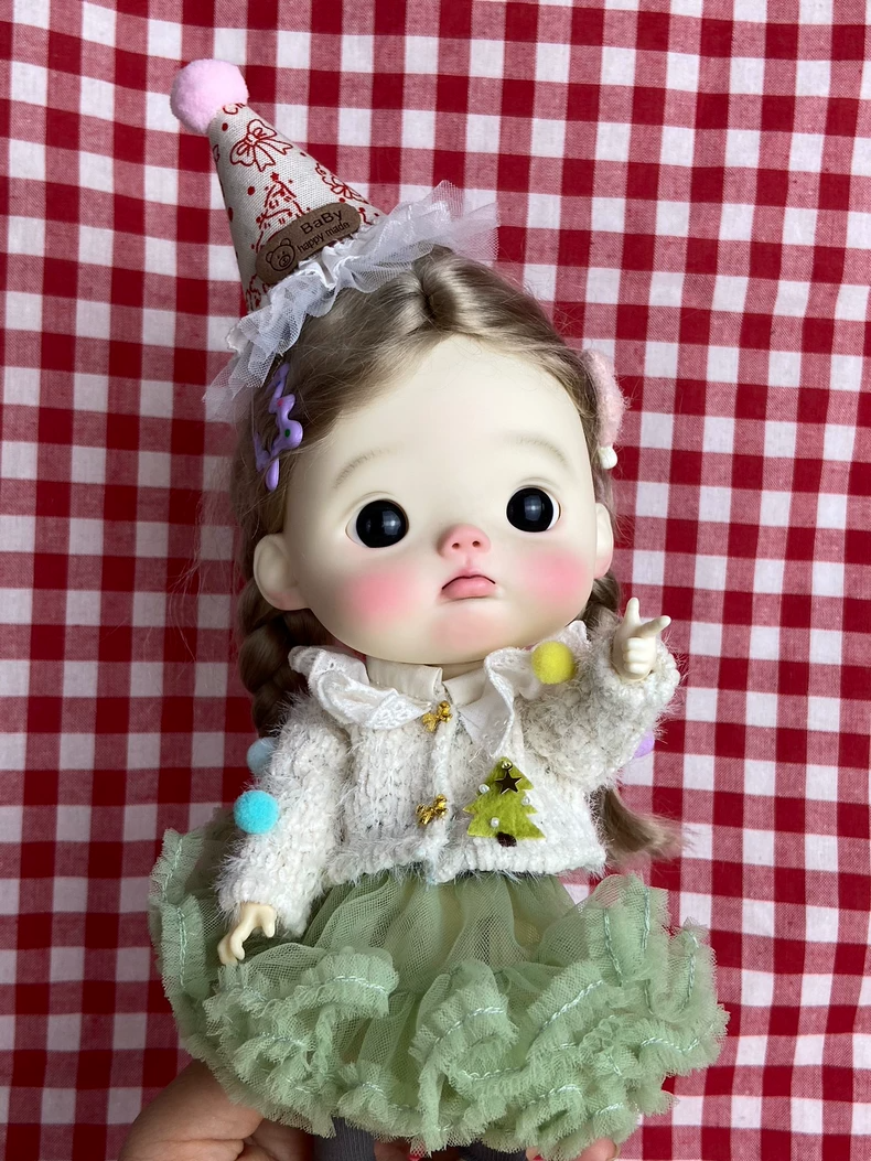 Customizable Blythe OB22 OB24 Winter Party Outfit - Festive Tutu Skirt, Sweater & Hat Set - Image 7