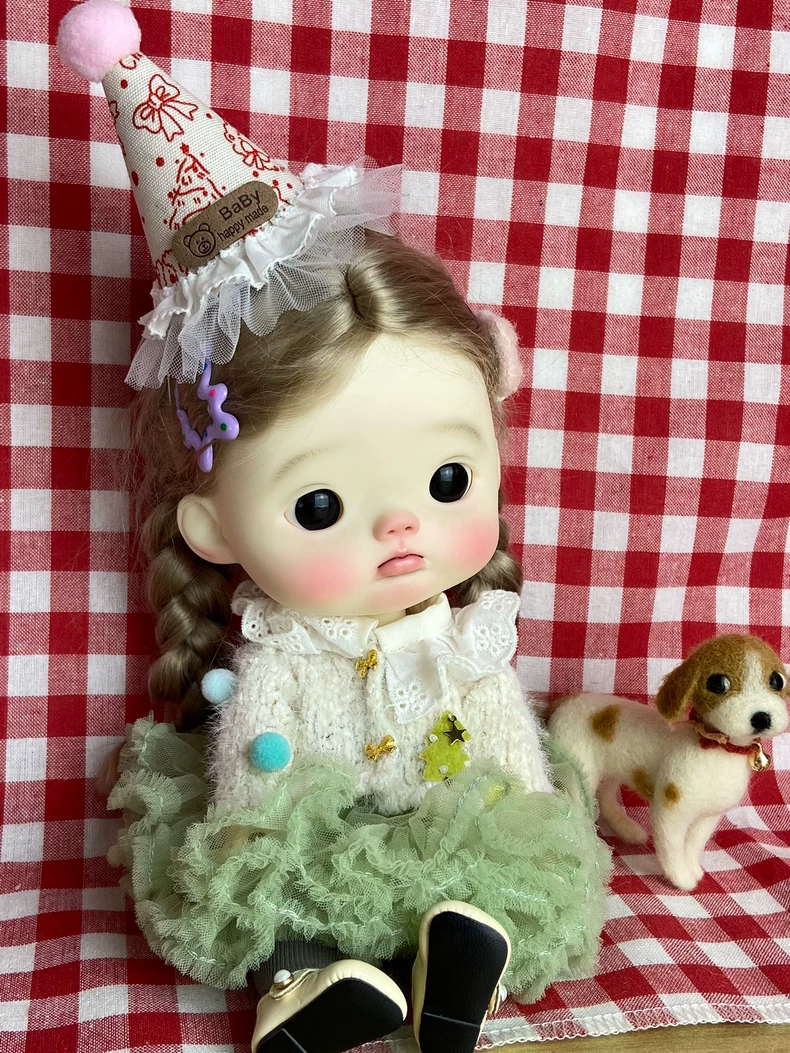 Customizable Blythe OB22 OB24 Winter Party Outfit - Festive Tutu Skirt, Sweater & Hat Set - Image 8