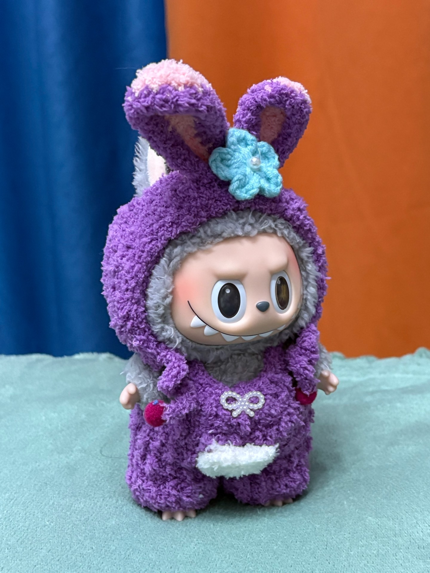 Adorable Labubu Bunny Outfit – Plush Purple Doll Costume with Flower Accents - Image 2