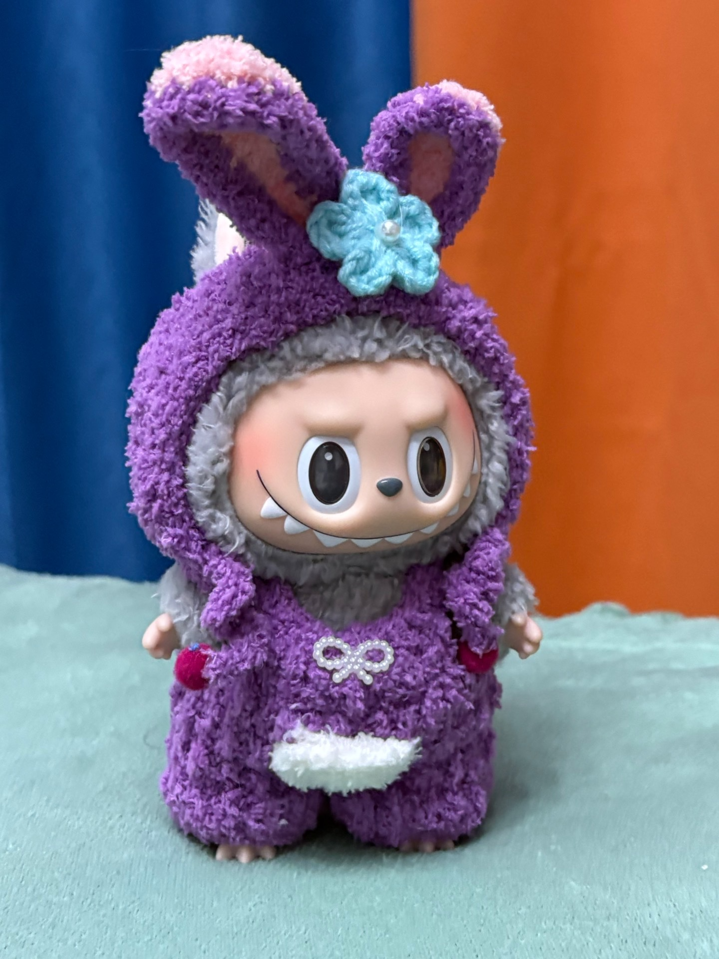 Adorable Labubu Bunny Outfit – Plush Purple Doll Costume with Flower Accents - Image 3