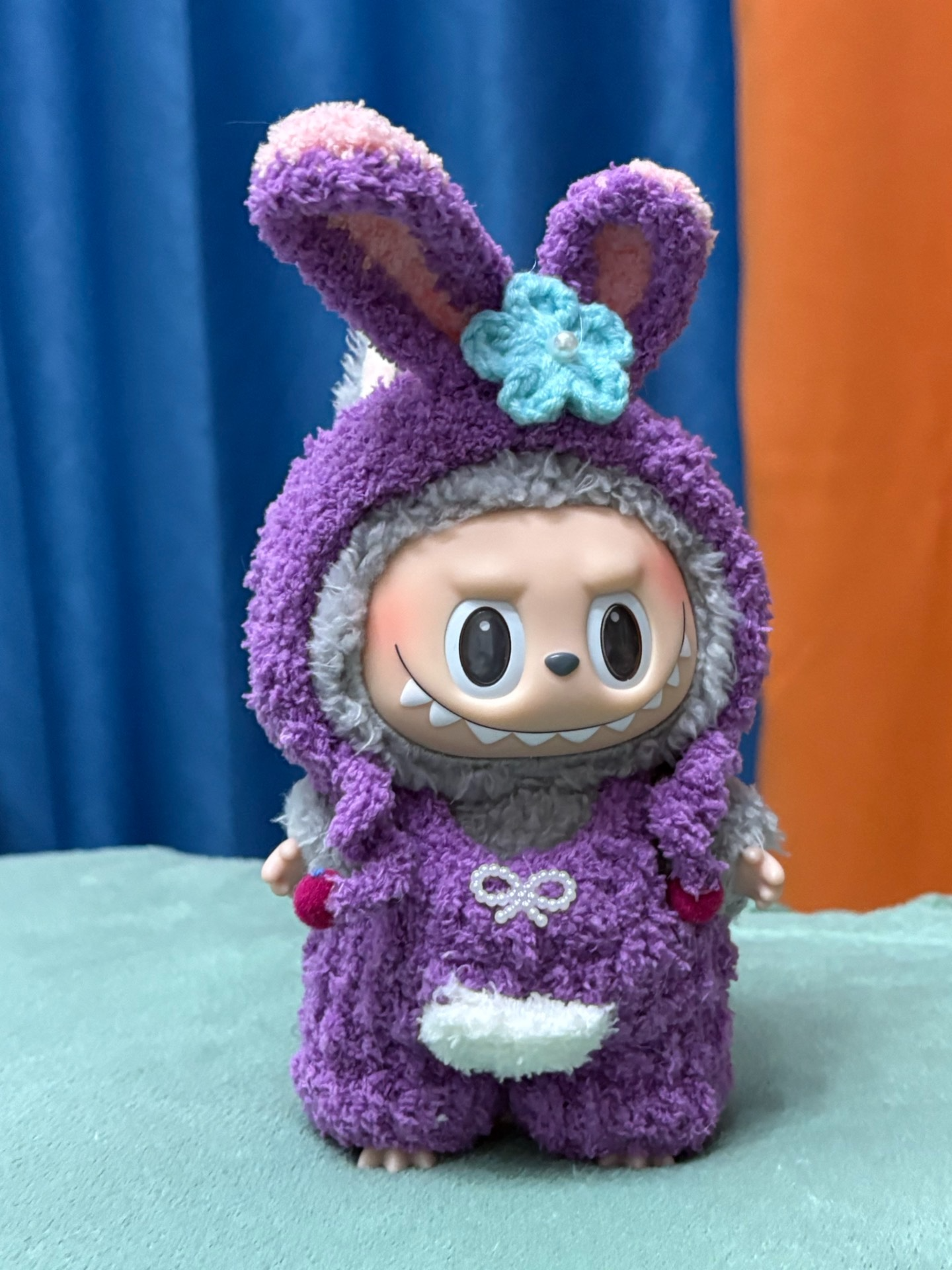 Adorable Labubu Bunny Outfit – Plush Purple Doll Costume with Flower Accents - Image 4
