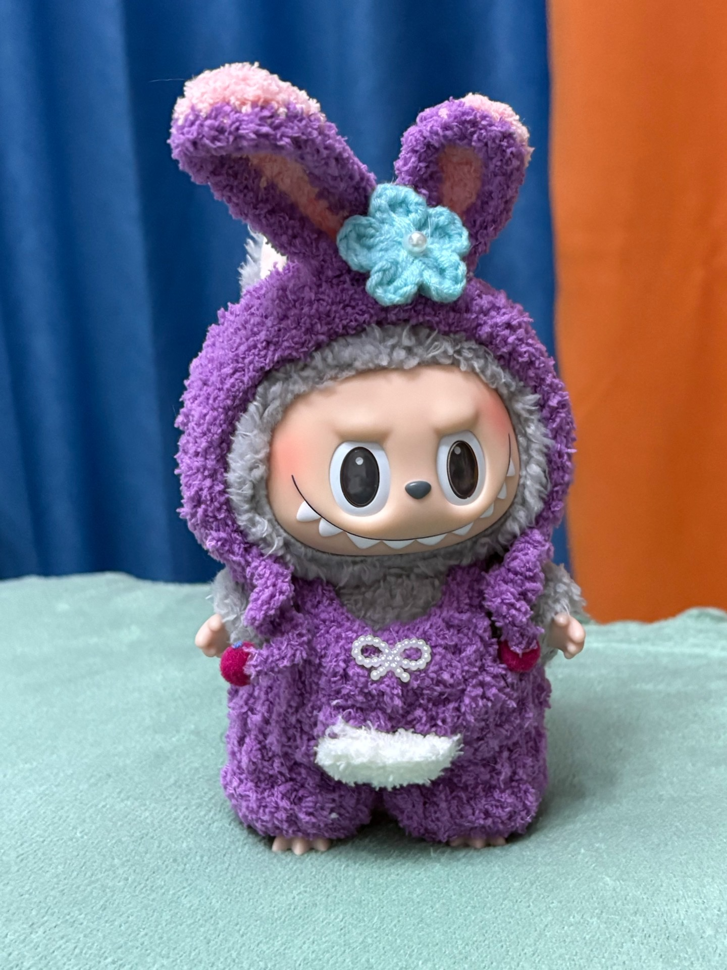 Adorable Labubu Bunny Outfit – Plush Purple Doll Costume with Flower Accents - Image 5