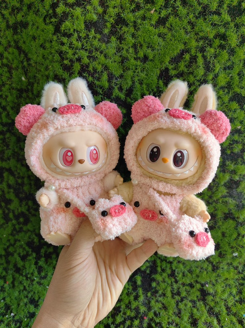 Adorable Labubu Plush Outfit – Cozy Piggy Hat & Pants Set for Collectible Figures | POP MART Style - Image 1