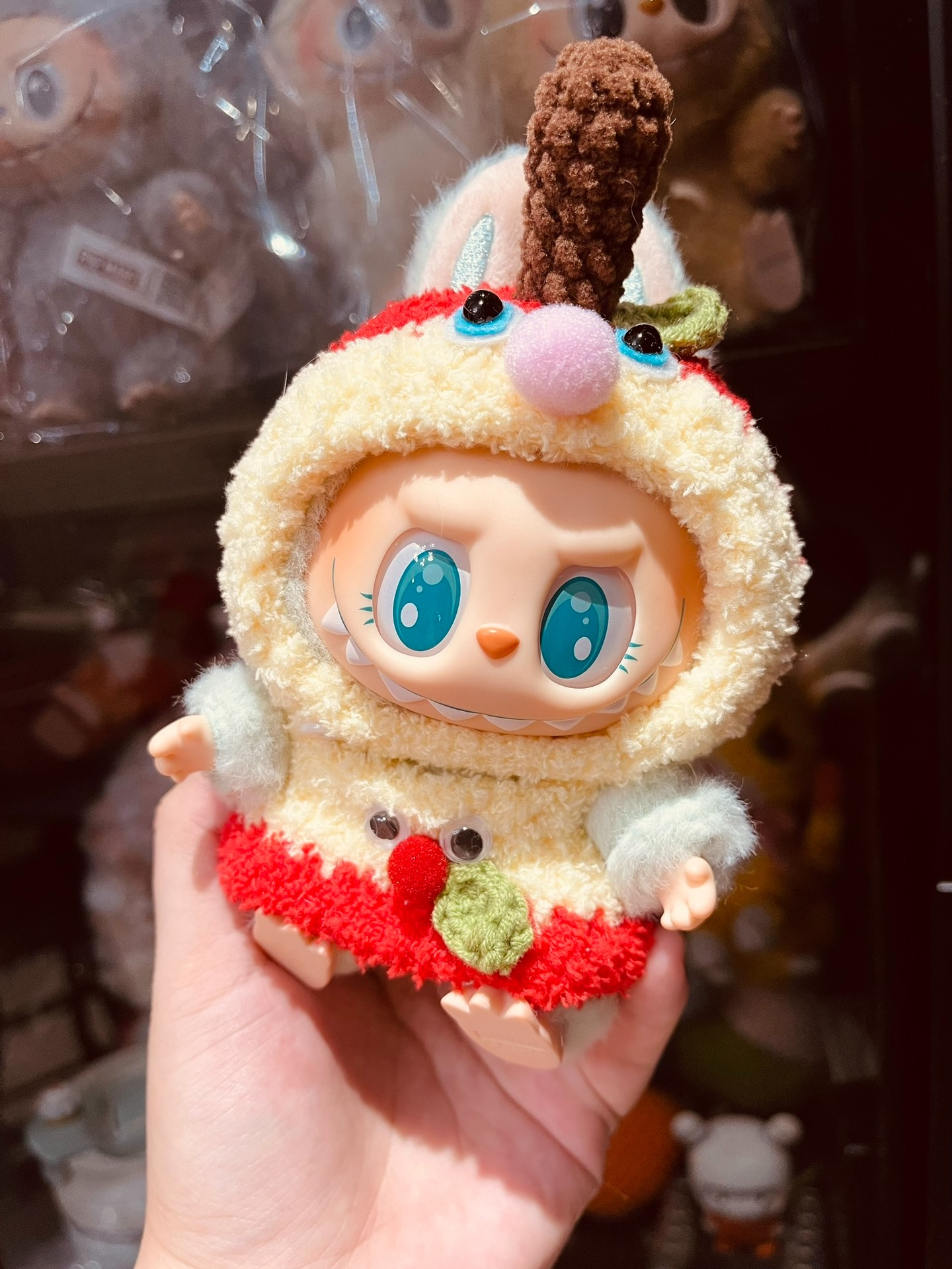Festive Santa Labubu Outfit with Christmas Apple Plush – Complete Holiday Set for Joyful Occasions - Image 1