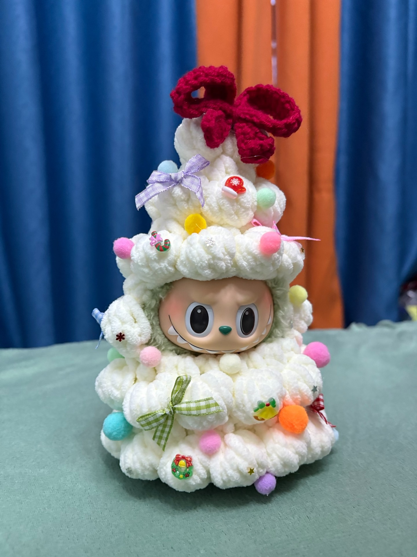 Festive LABUBU Christmas Tree Costume – Plush Holiday Outfit for Dolls - Image 1