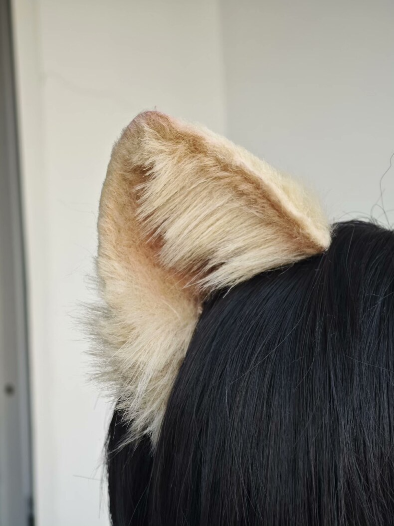 Realistic Orange Cat Ears Headband – Faux Fur Handmade - Image 1