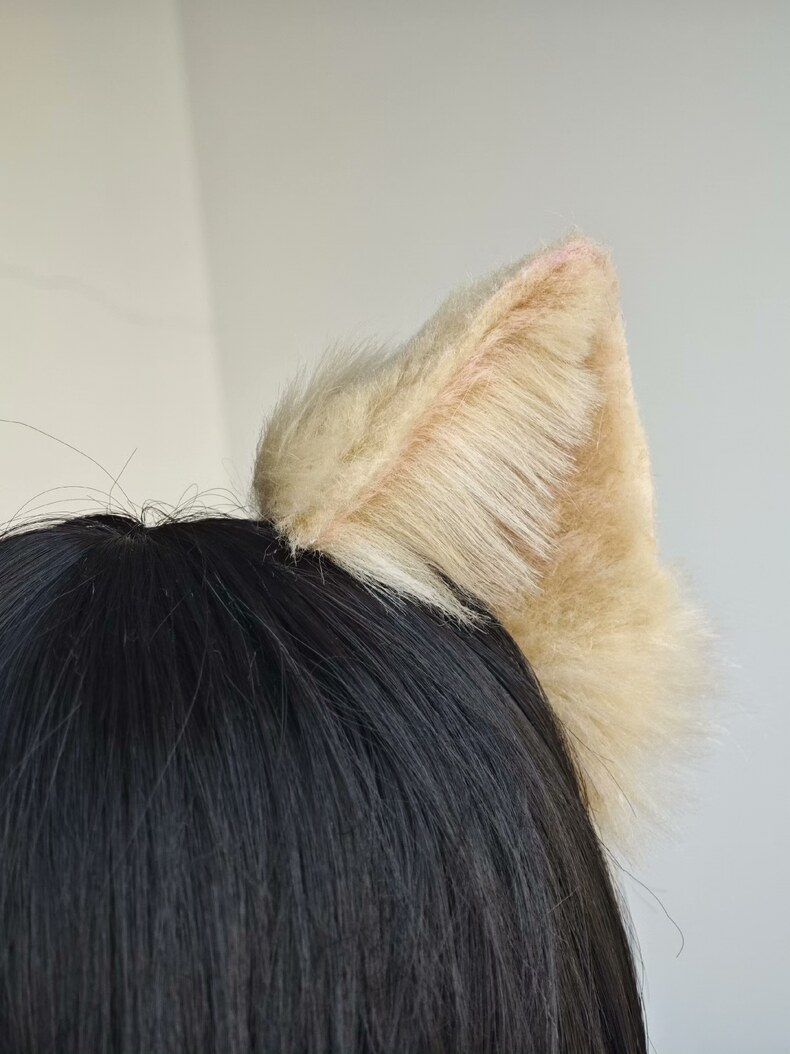 Realistic Orange Cat Ears Headband – Faux Fur Handmade - Image 2