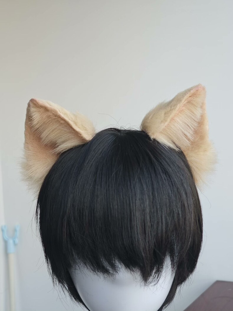 Realistic Orange Cat Ears Headband – Faux Fur Handmade - Image 3