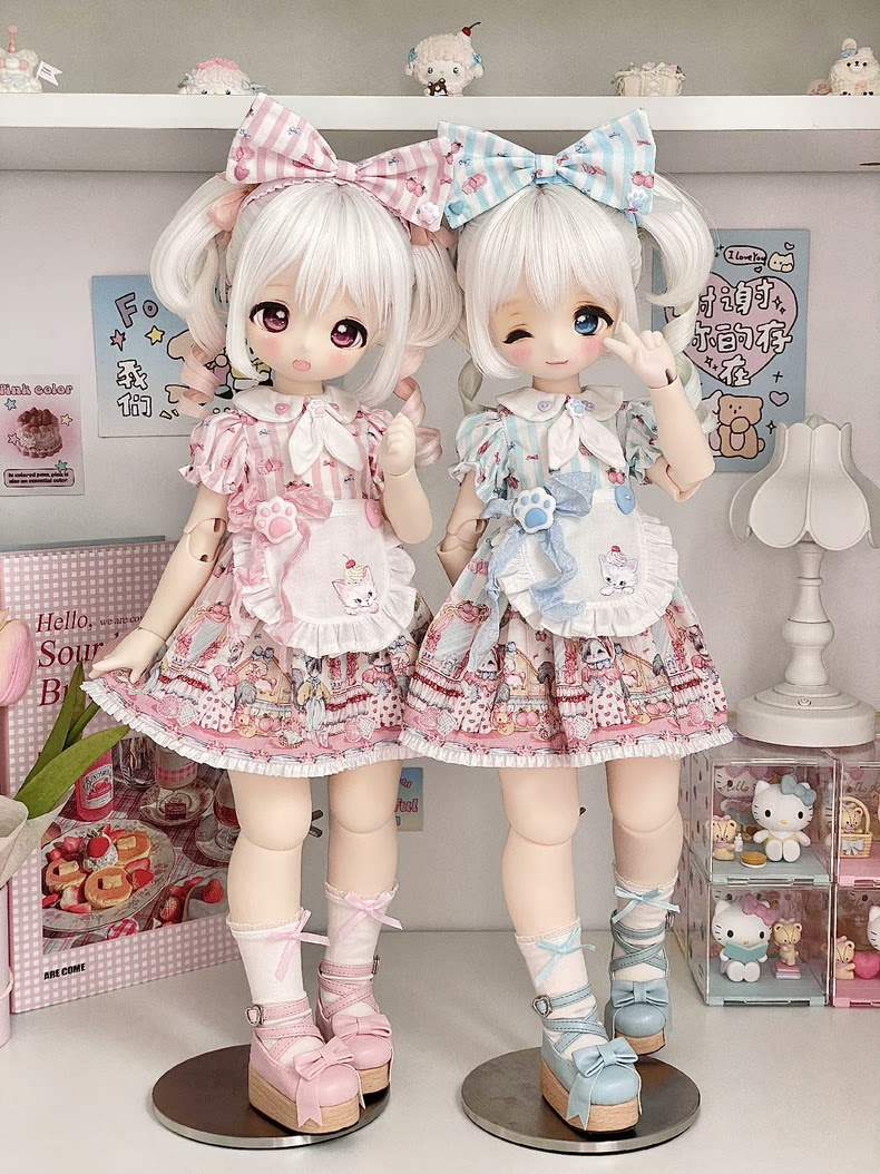 Adorable Pastel Cat BJD 1/6 Doll Outfit - Handmade Charm - Image 1