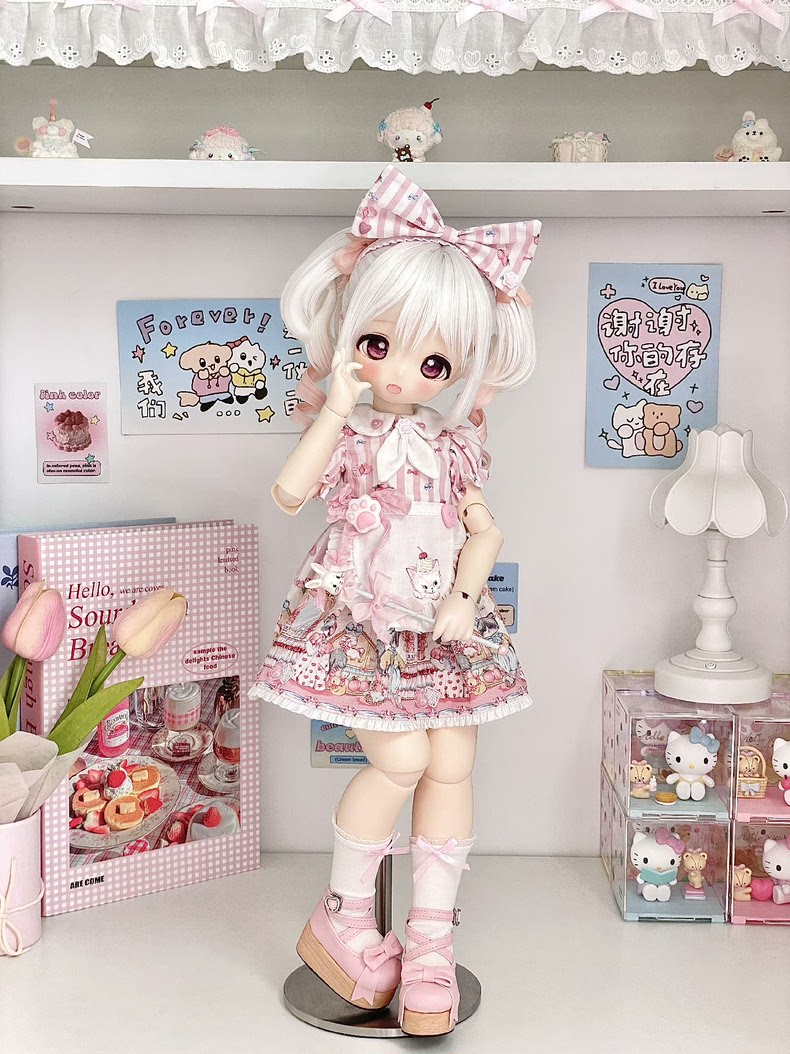 Adorable Pastel Cat BJD 1/6 Doll Outfit - Handmade Charm - Image 6