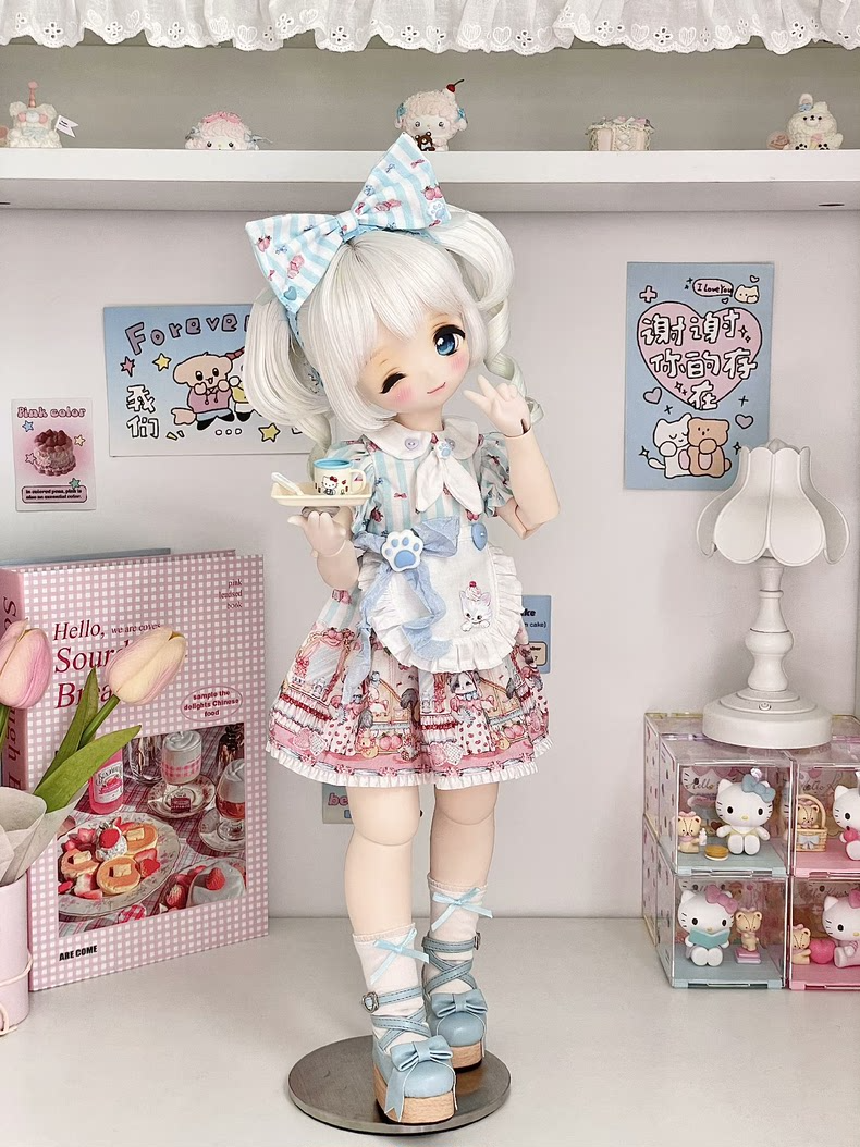 Adorable Pastel Cat BJD 1/6 Doll Outfit - Handmade Charm - Image 8