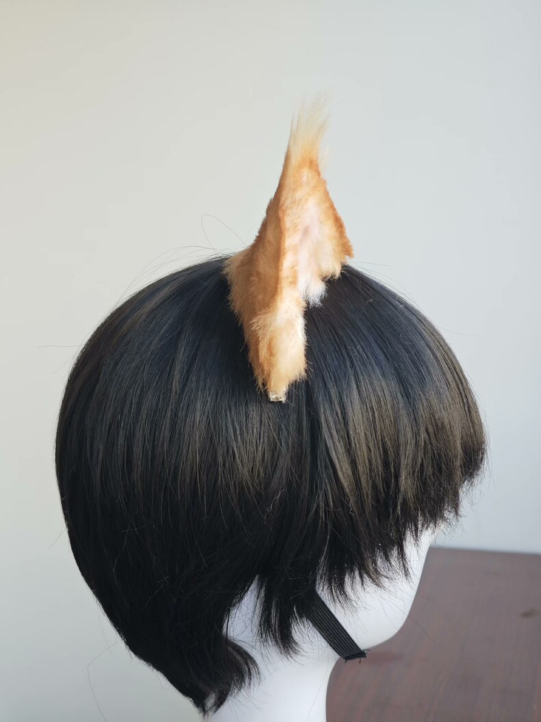 Handmade Orange Cat Ears - Realistic Faux Fur Hair Clip - Image 4