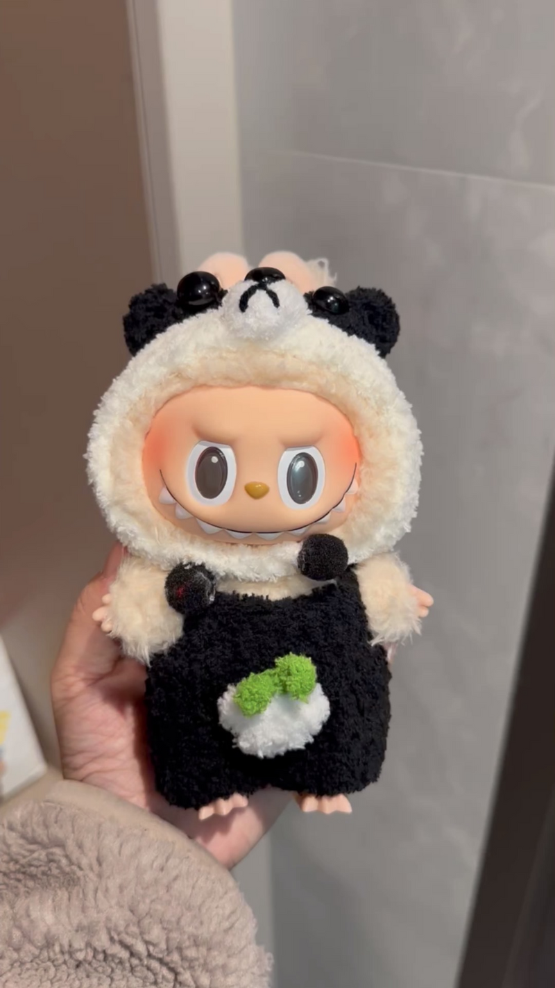 Adorable Panda Outfit for LABUBU Dolls – Cozy & Playful Handmade Set - Image 1